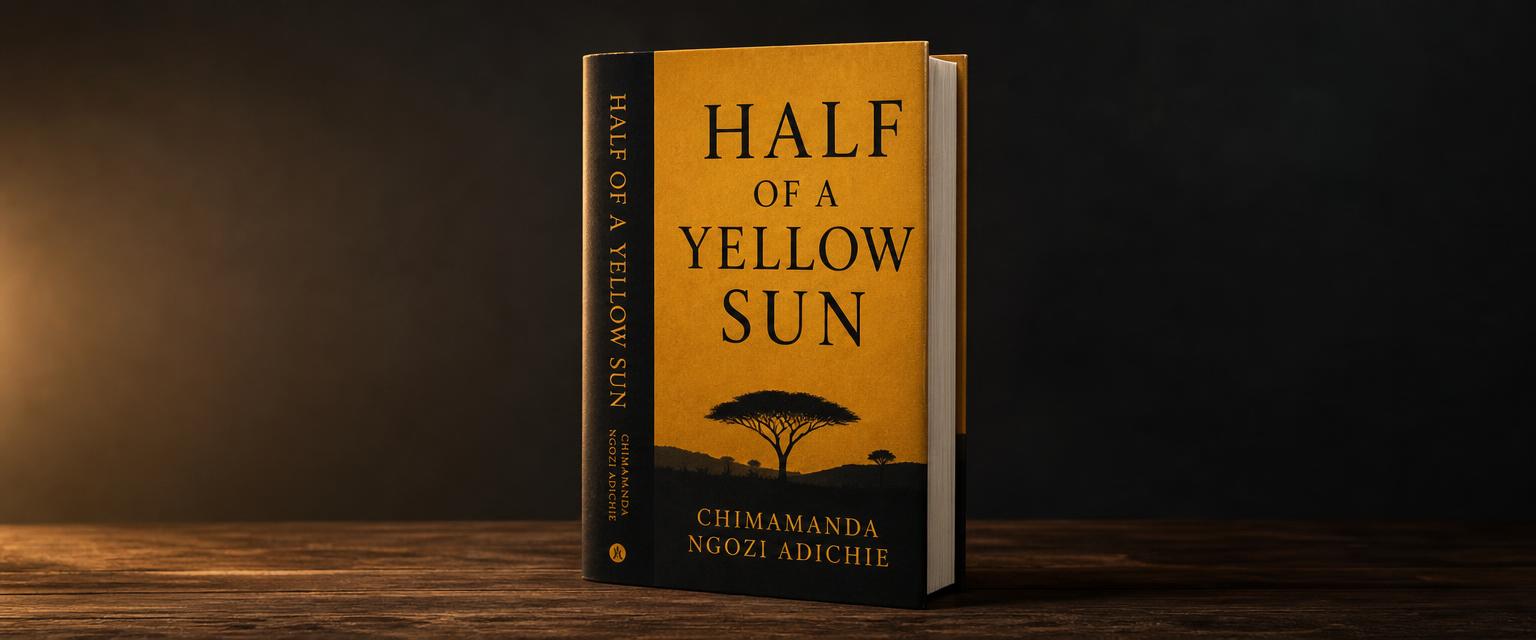 3D mock-up of the book cover for Half of a Yellow Sun by Chimamanda Ngozi Adichie
