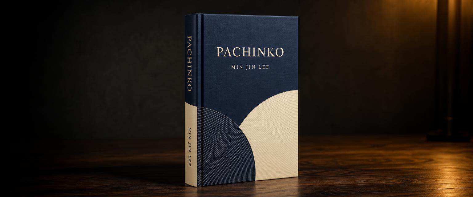 3D mock-up of the book cover for Pachinko by Min Jin Lee