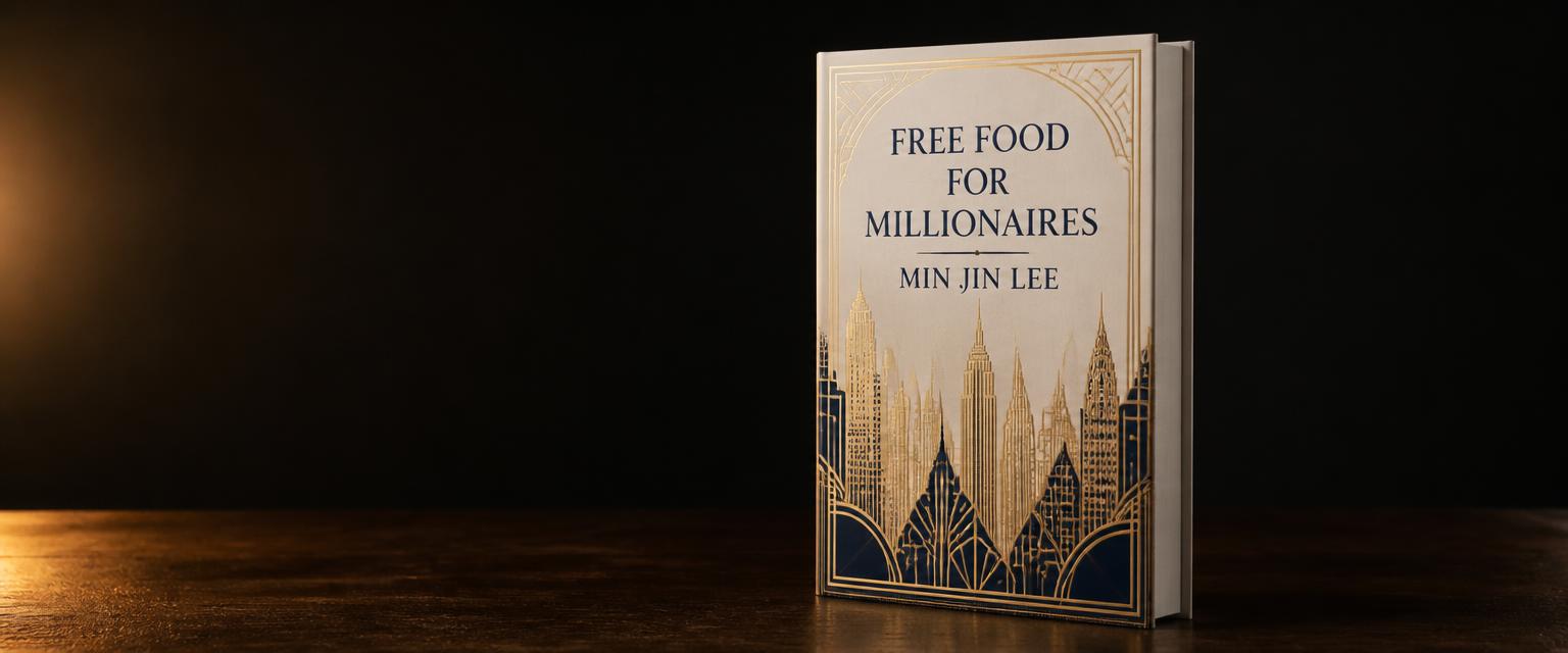 3D mock up of the book cover for Free Food for Millionaires by Min Jin Lee