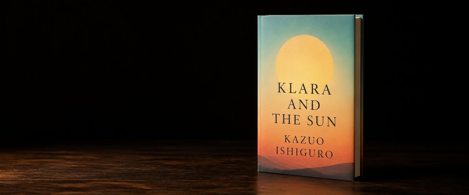 3D mock up of the book cover for Klara and the Sun by Kazuo Ishiguro