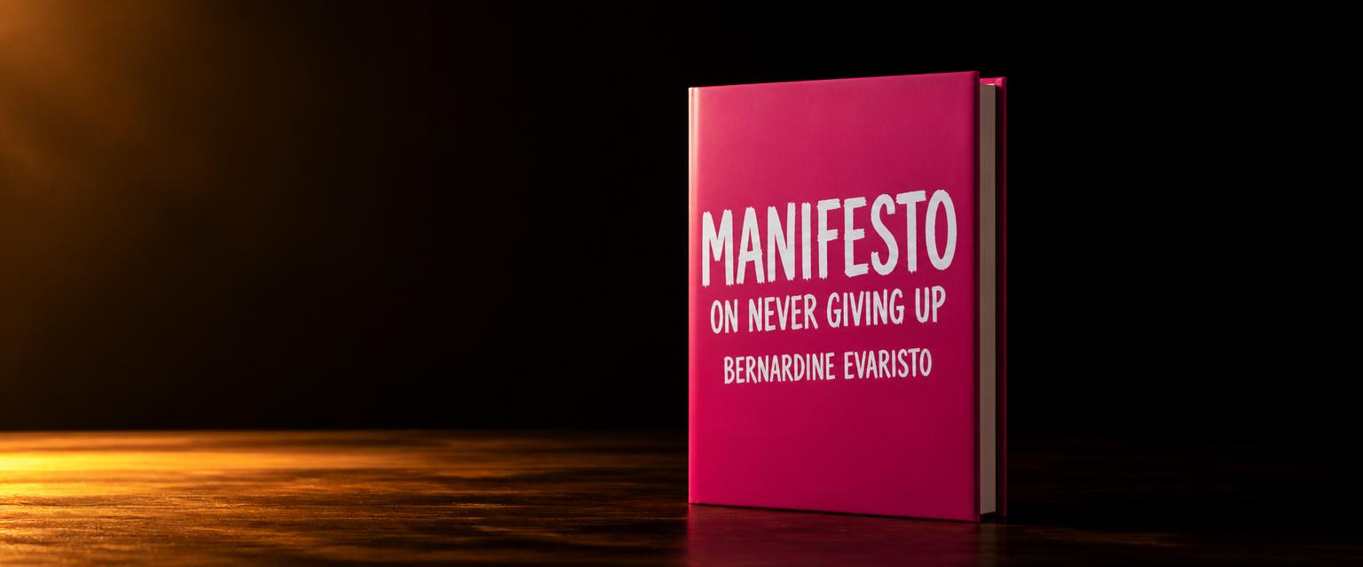 3D mock up of the book cover for Manifesto by Bernardine Evaristo