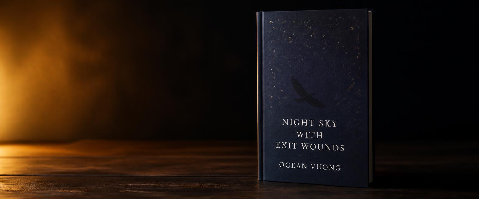 3D mock up of the book cover for Night Sky with Exit Wounds by Ocean Vuong